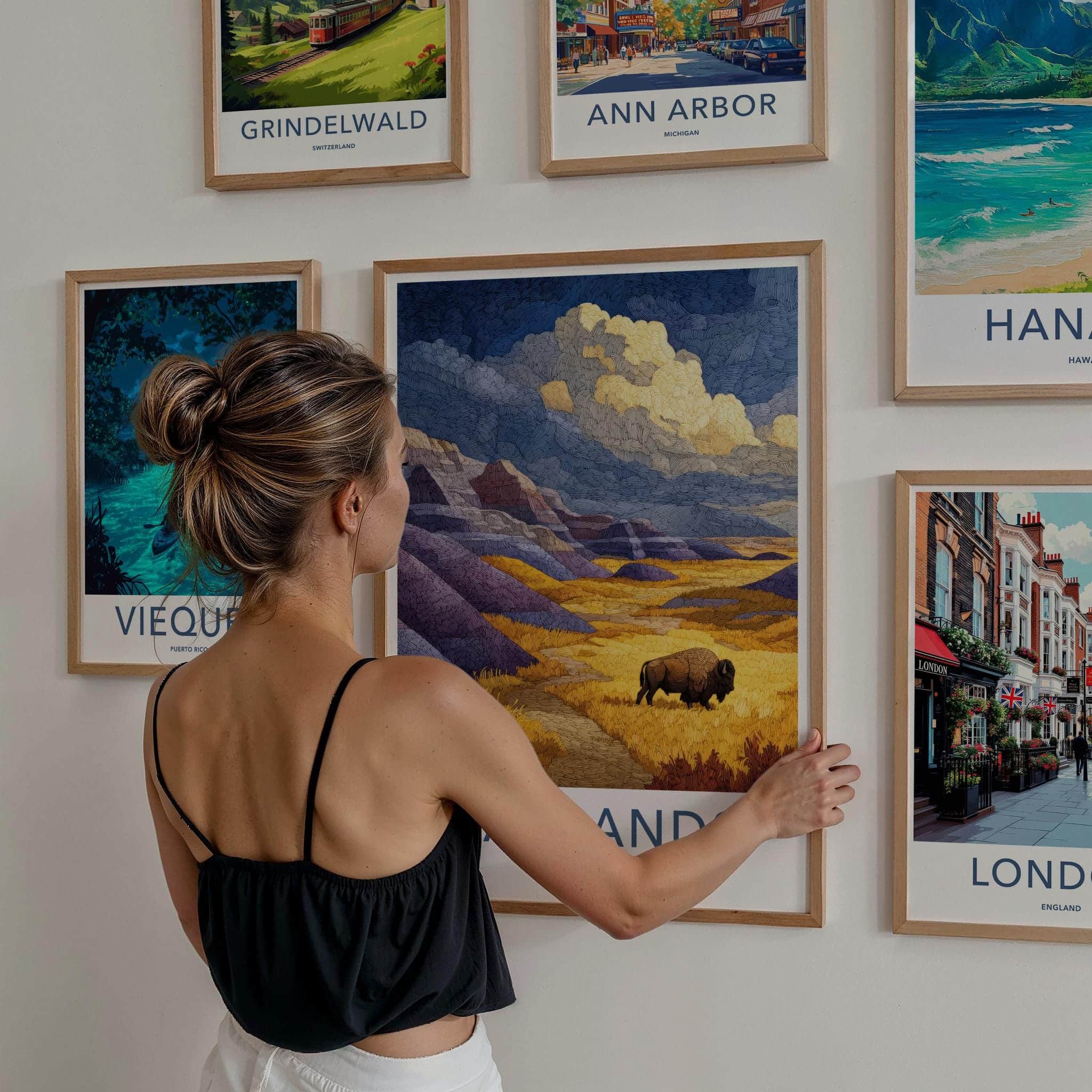 Badlands Poster - South Dakota Wall Art - Bison Landscape Home Decor
