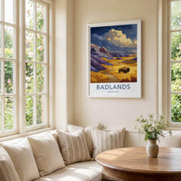 Badlands Poster - South Dakota Wall Art - Bison Landscape Home Decor