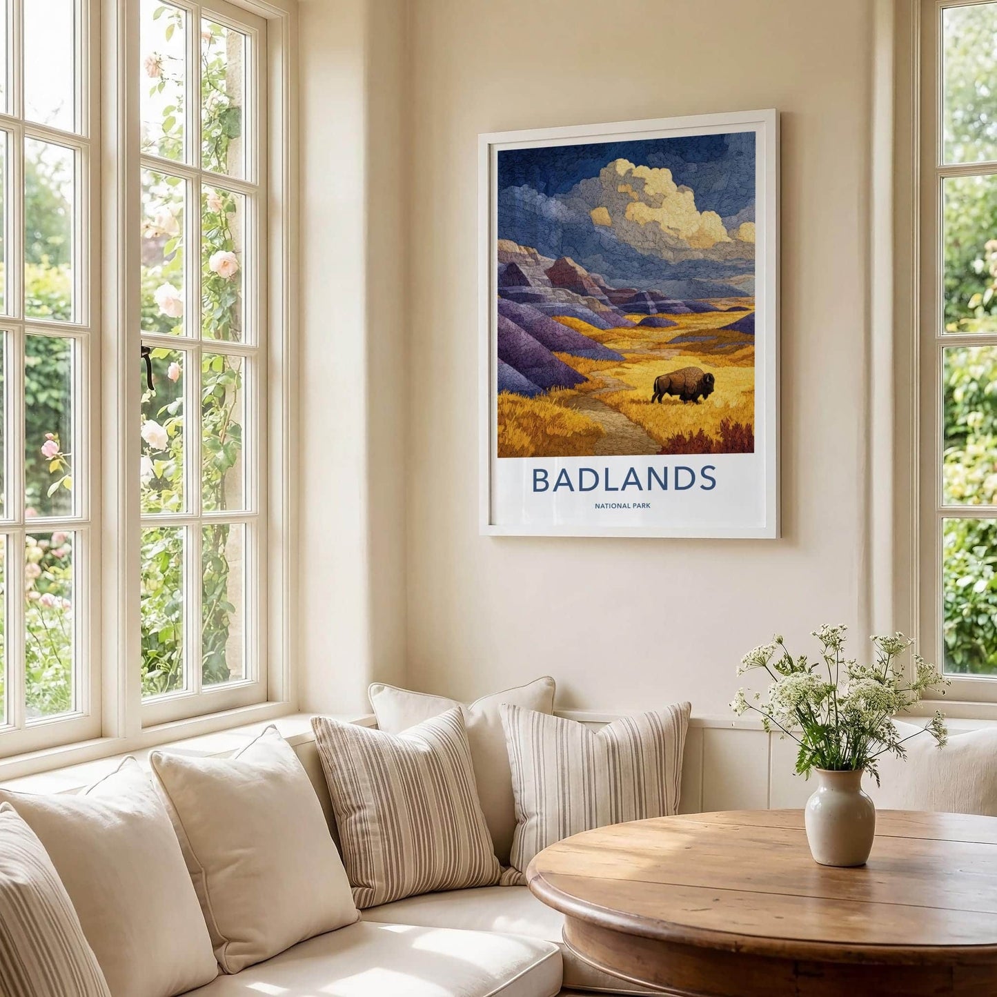 Badlands Poster - South Dakota Wall Art - Bison Landscape Home Decor