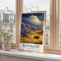 Badlands Poster - South Dakota Wall Art - Bison Landscape Home Decor
