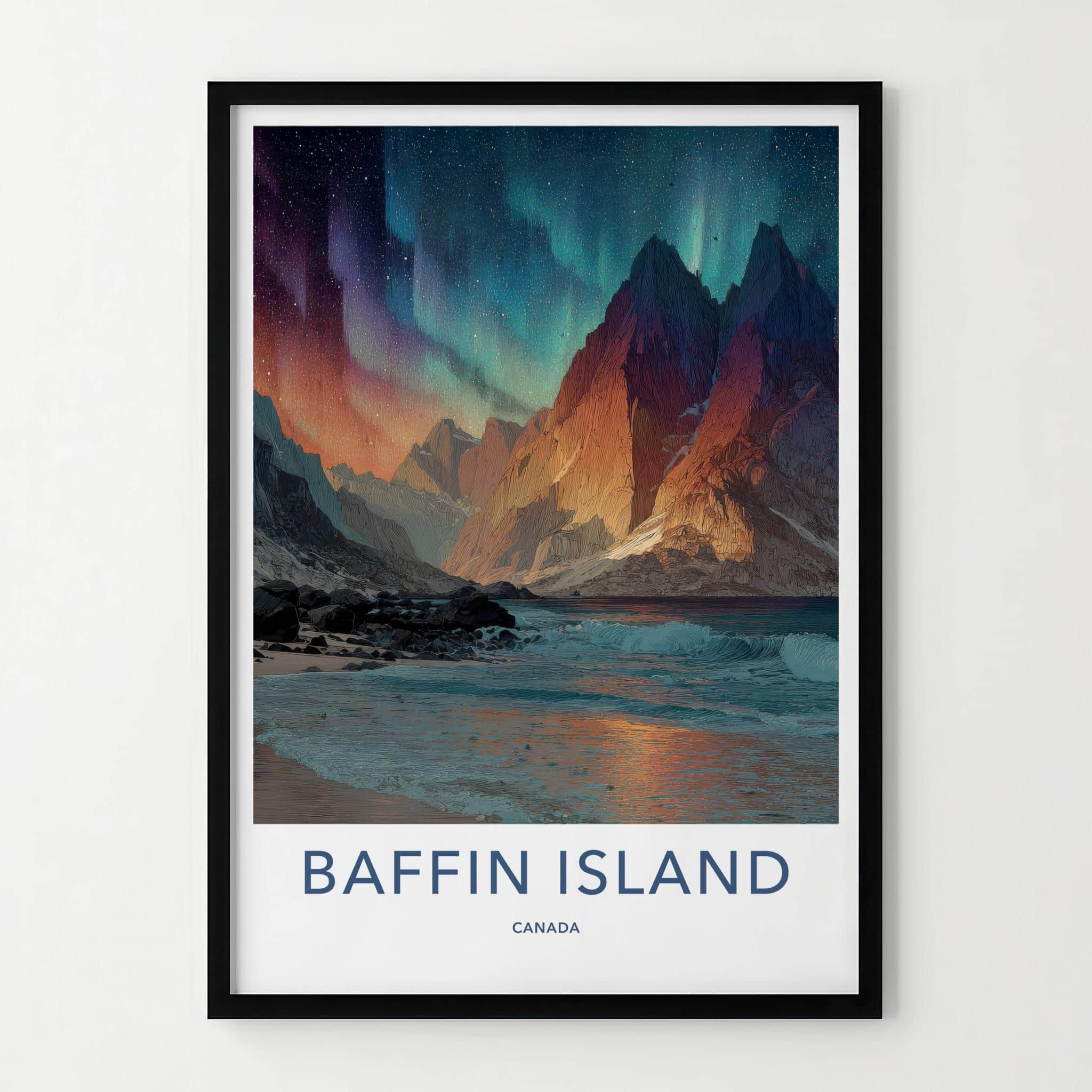 Baffin Island Poster - Canada Scenic Art - Northern Lights Shore Wall Decor