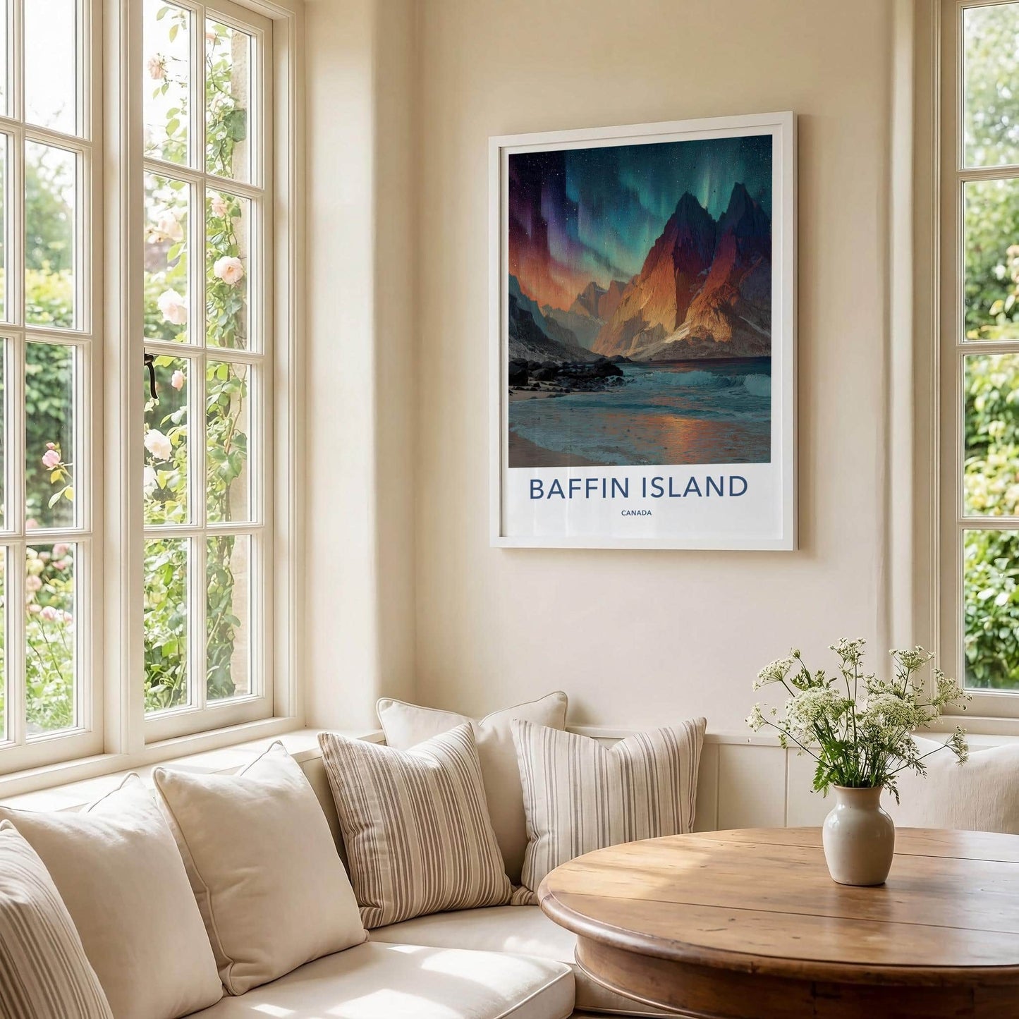 Baffin Island Poster - Canada Scenic Art - Northern Lights Shore Wall Decor