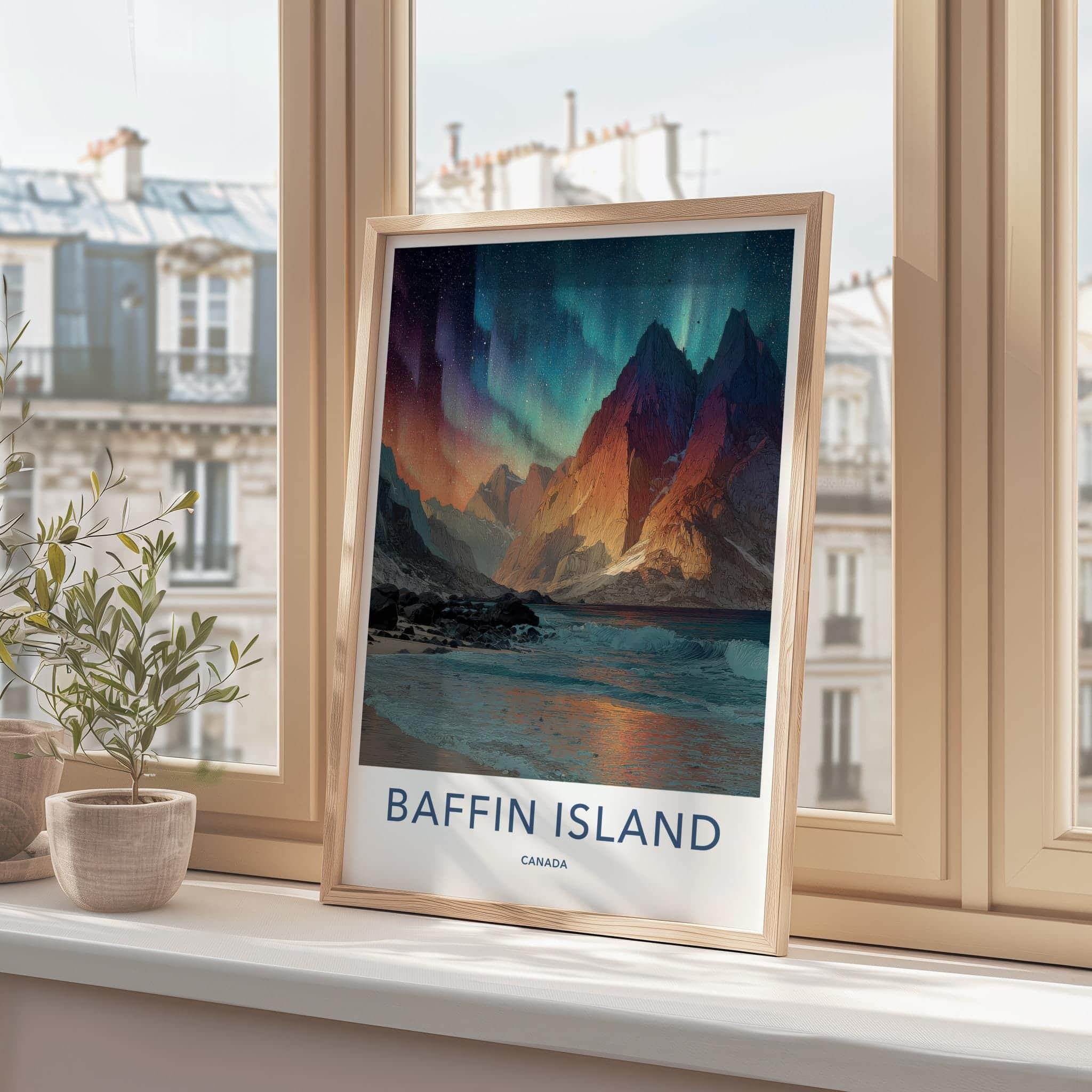 Baffin Island Poster - Canada Scenic Art - Northern Lights Shore Wall Decor