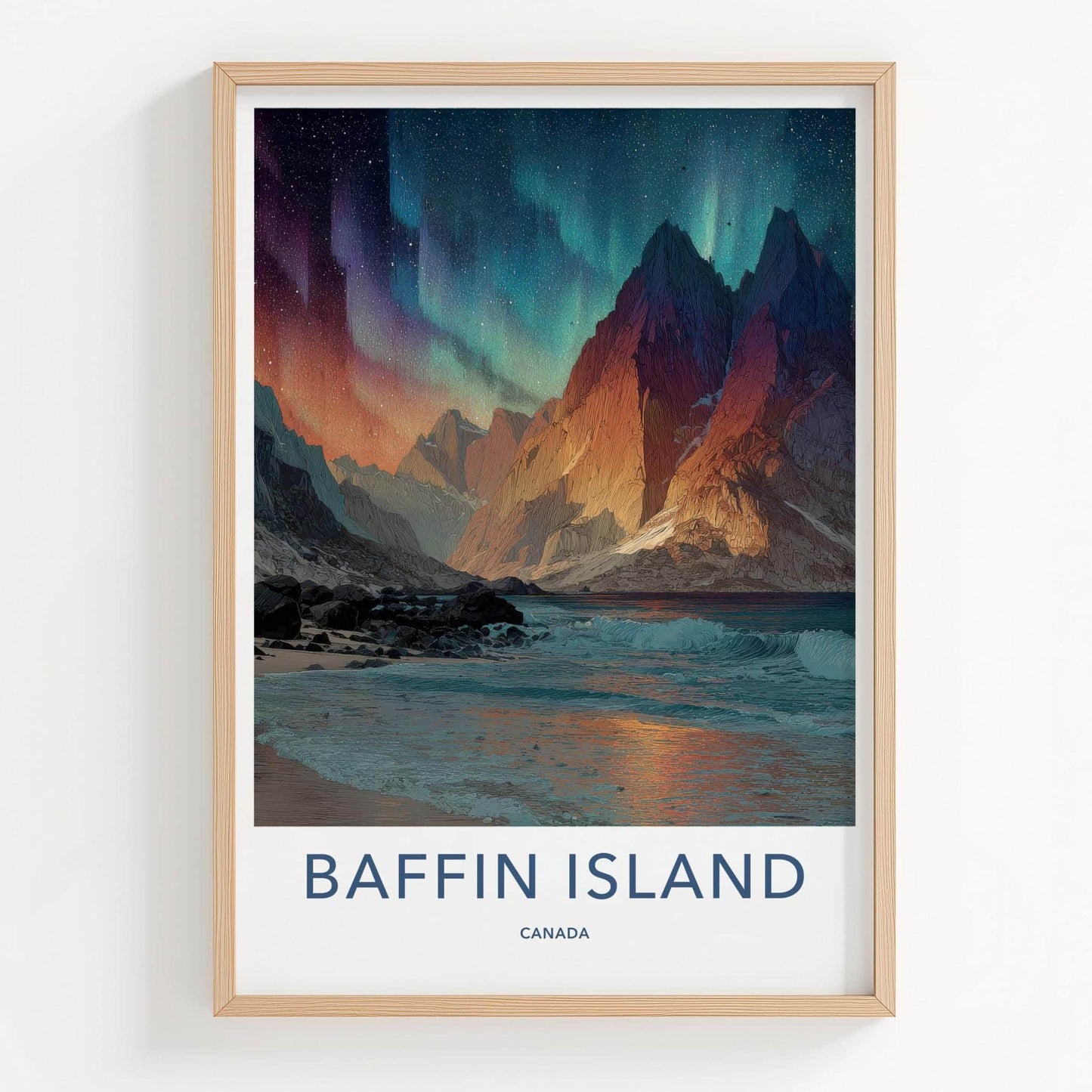 Baffin Island Poster - Canada Scenic Art - Northern Lights Shore Wall Decor