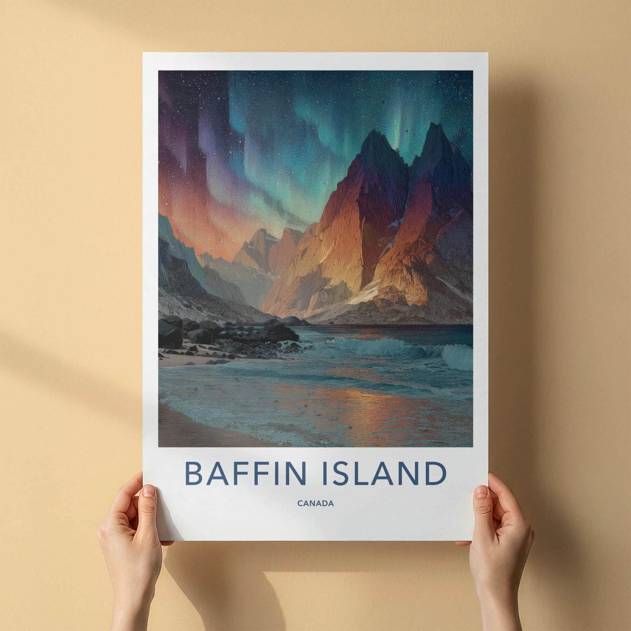 Baffin Island Poster - Canada Scenic Art - Northern Lights Shore Wall Decor