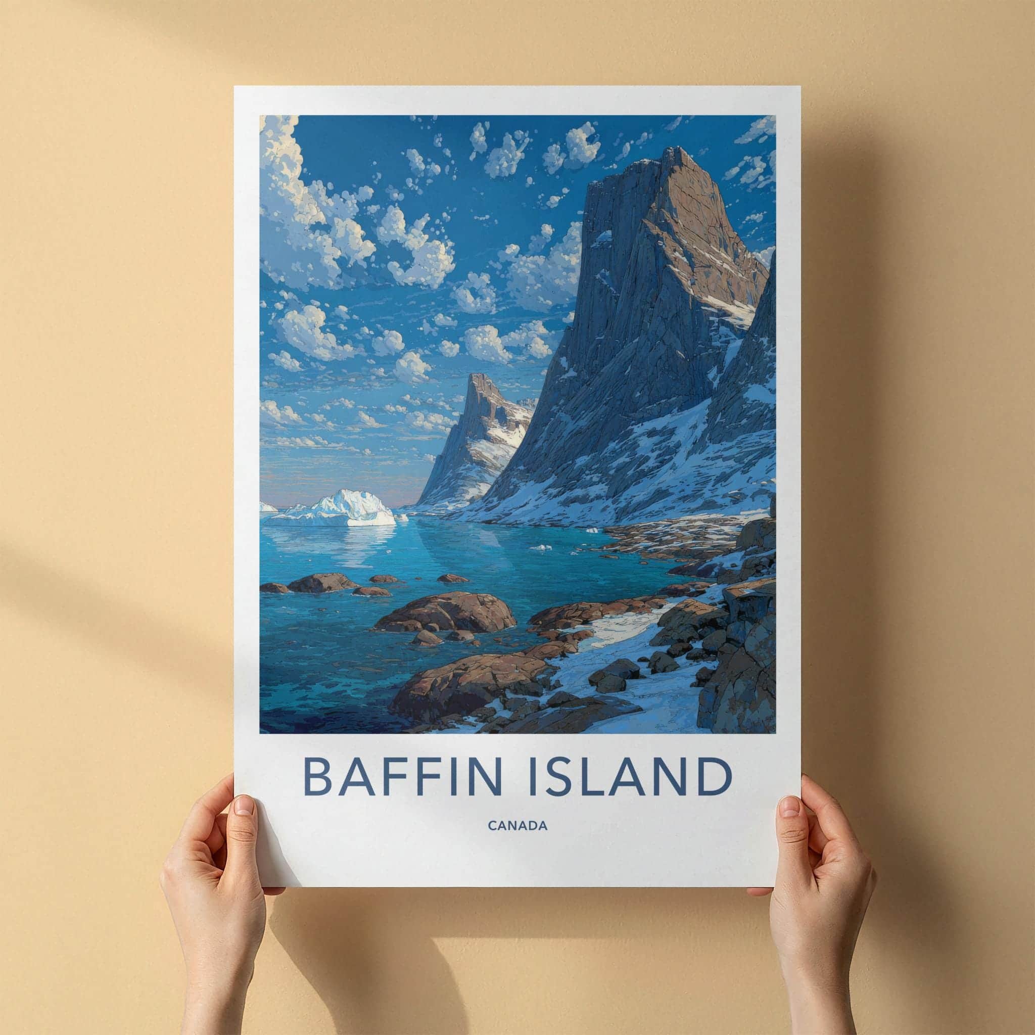 Baffin Island Poster - Canada Travel Art - Rugged Fjordscape Wall Decor