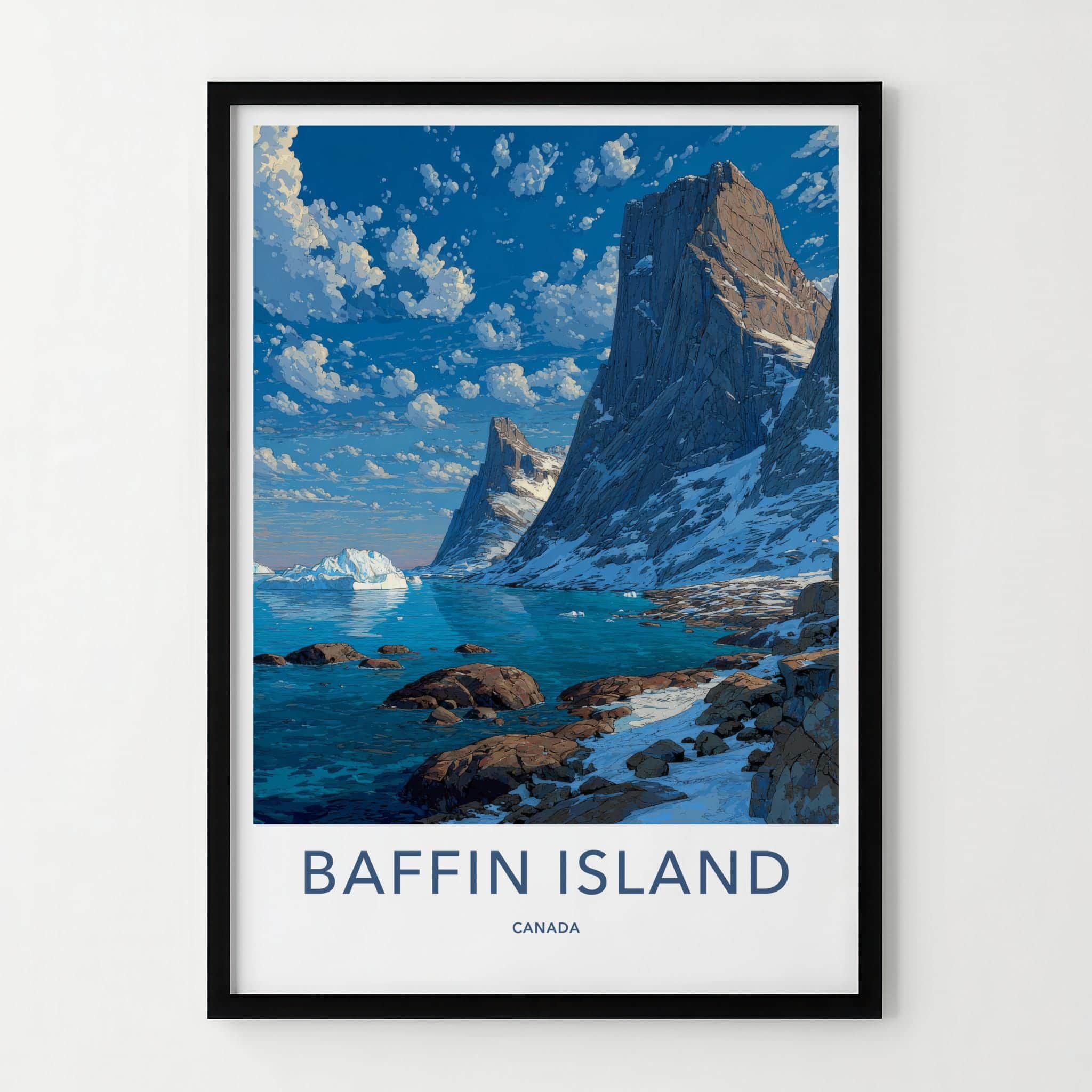 Baffin Island Poster - Canada Travel Art - Rugged Fjordscape Wall Decor