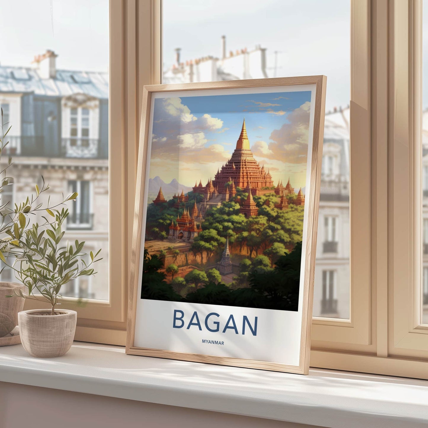 Bagan Poster - Myanmar Travel Art - Ancient Temple Landscape Home Decor