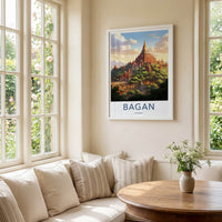 Bagan Poster - Myanmar Travel Art - Ancient Temple Landscape Home Decor