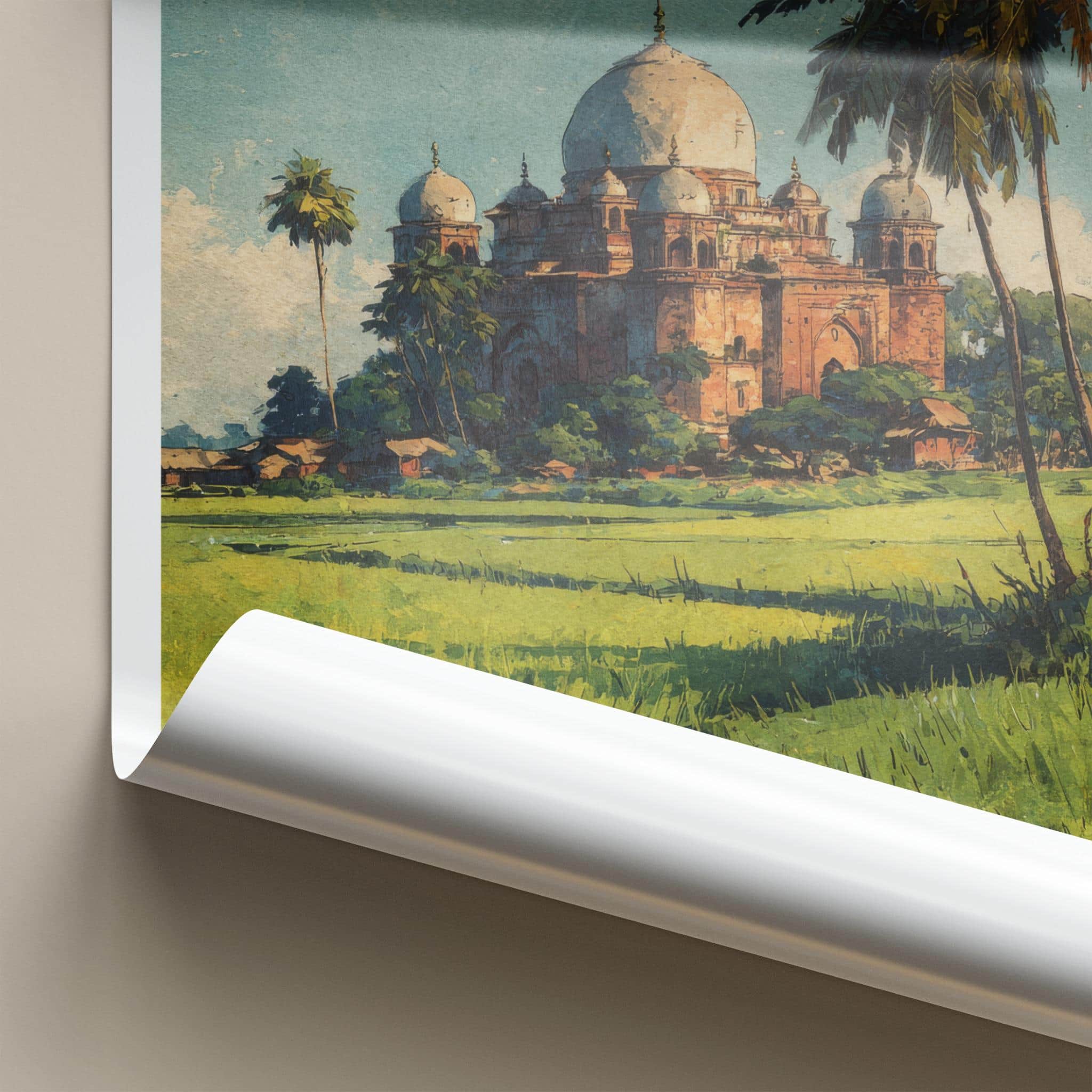 Bagerhat Poster - Bangladesh Travel Art - Ancient Mosque Palms Wall Decor