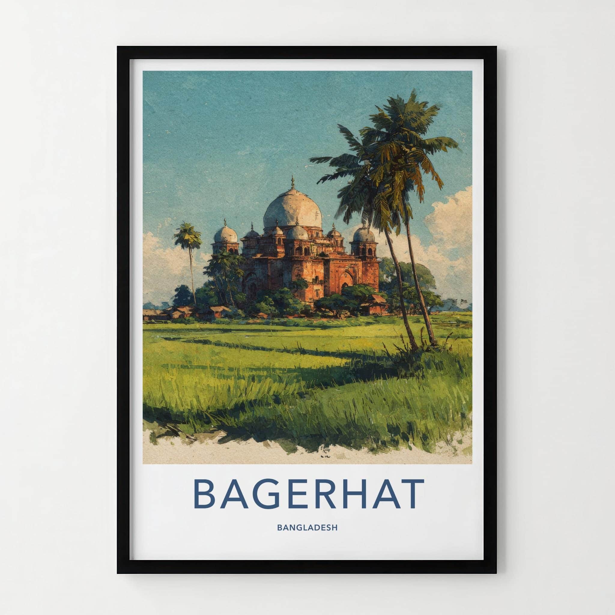 Bagerhat Poster - Bangladesh Travel Art - Ancient Mosque Palms Wall Decor