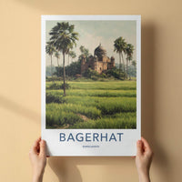 Bagerhat Poster - Bangladesh Travel Art - domed temple setting Home Decor