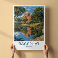 Bagerhat Poster - Bangladesh Travel Art - Historic dome reflection Room Decor