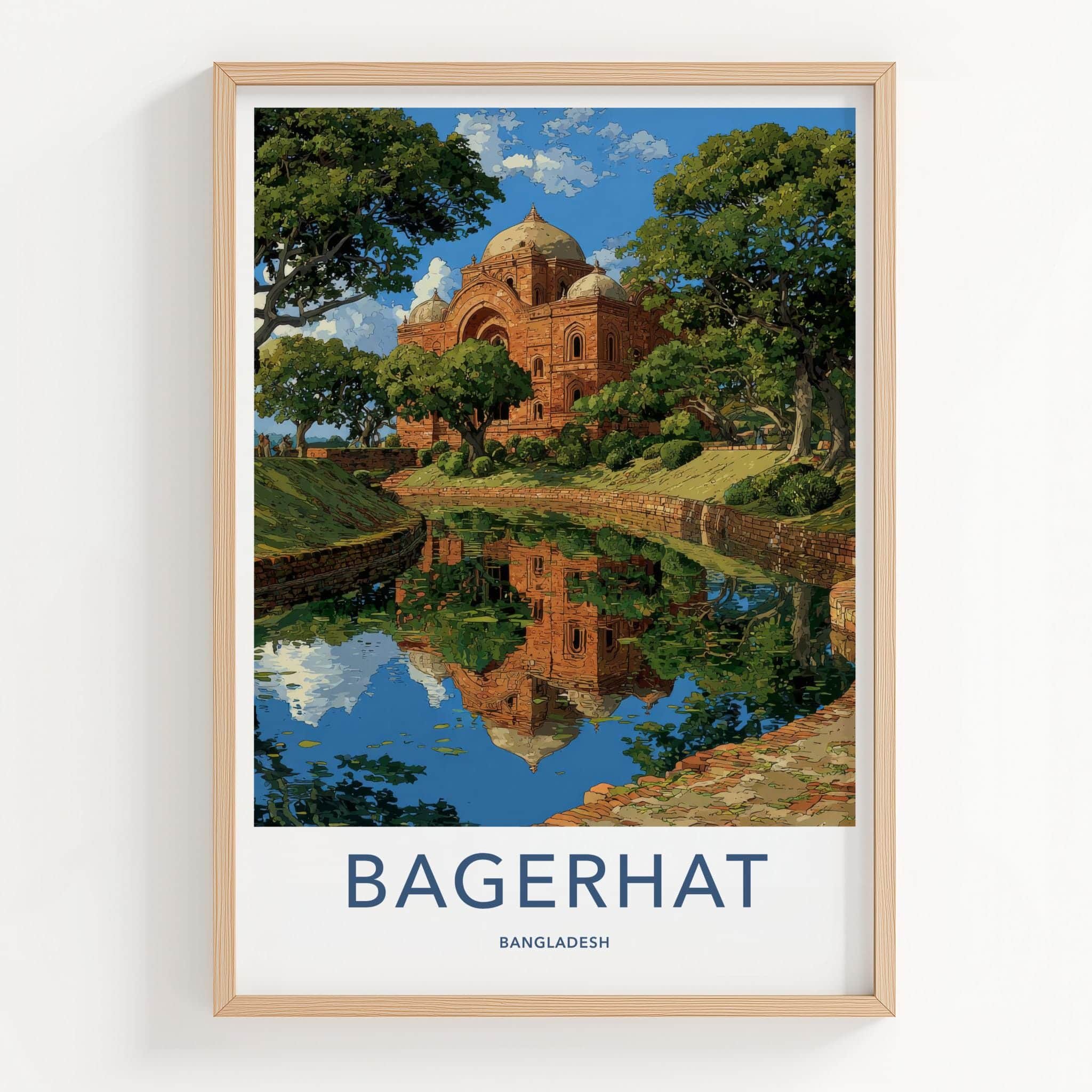 Bagerhat Poster - Bangladesh Travel Art - Historic dome reflection Room Decor
