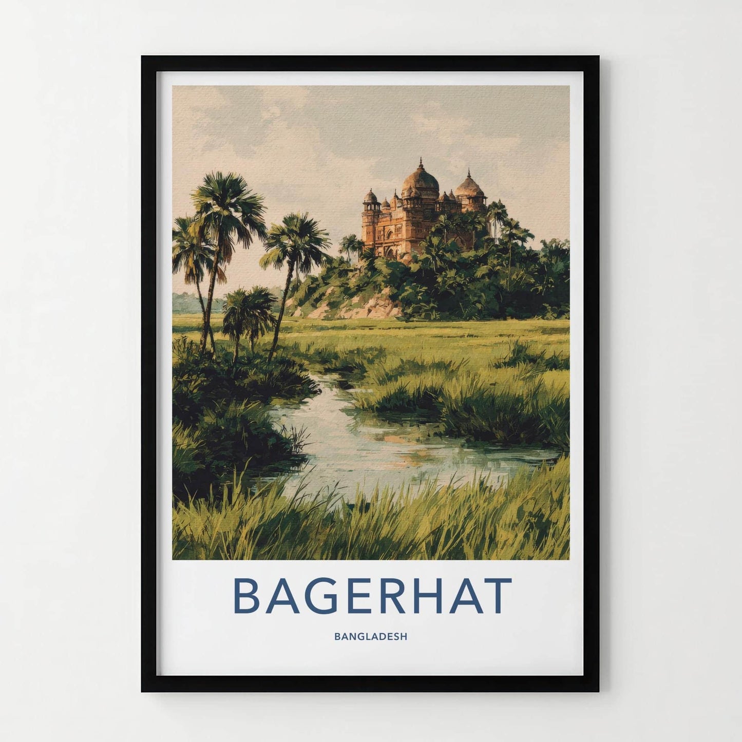 Bagerhat Poster - Bangladesh Travel Art - Historic Domes Riverside Home Decor