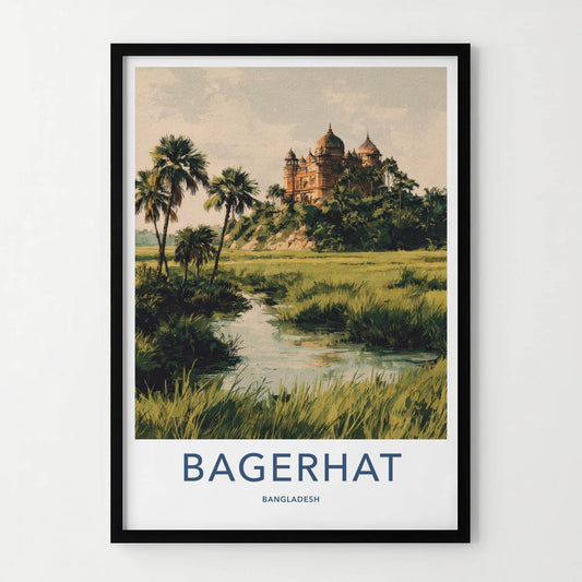 Bagerhat Poster - Bangladesh Travel Art - Historic Domes Riverside Home Decor