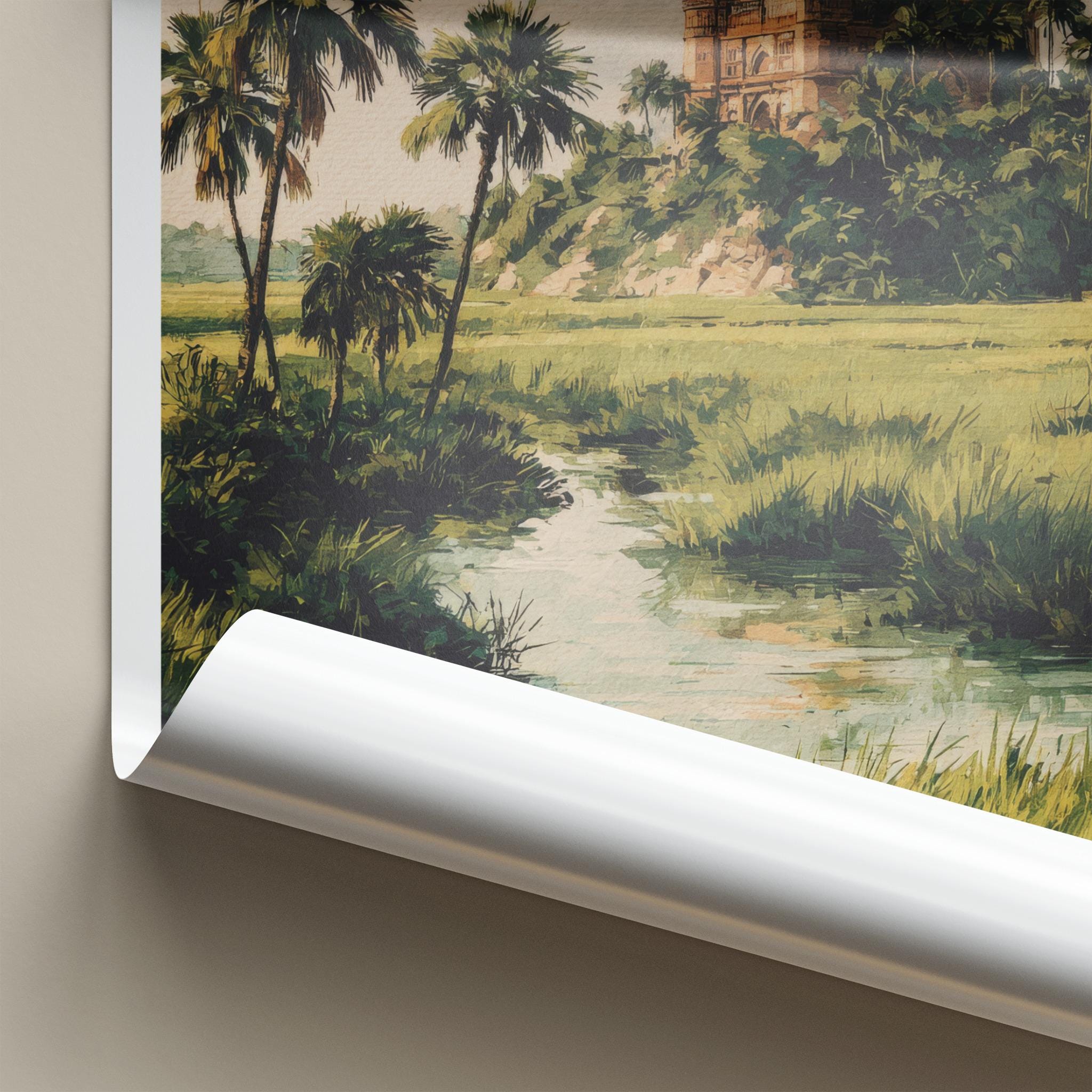 Bagerhat Poster - Bangladesh Travel Art - Historic Domes Riverside Home Decor