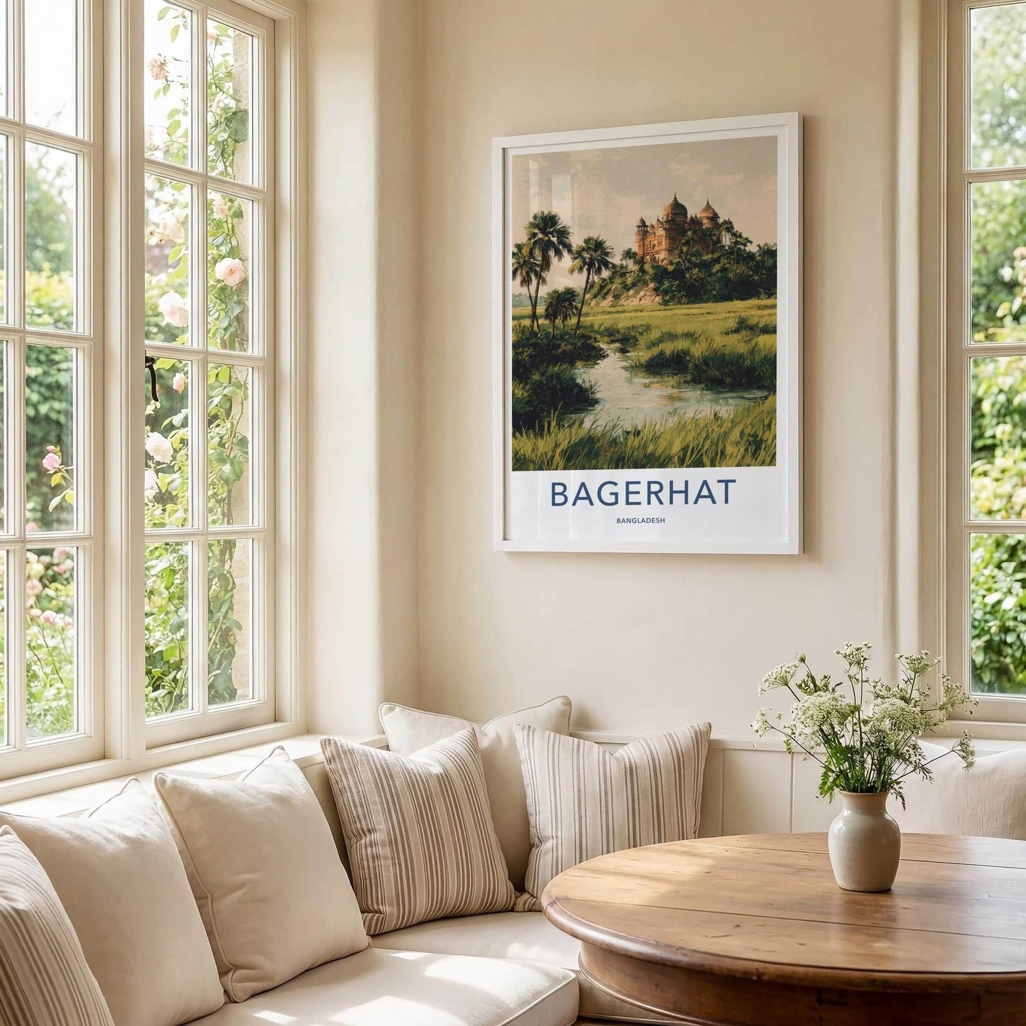 Bagerhat Poster - Bangladesh Travel Art - Historic Domes Riverside Home Decor