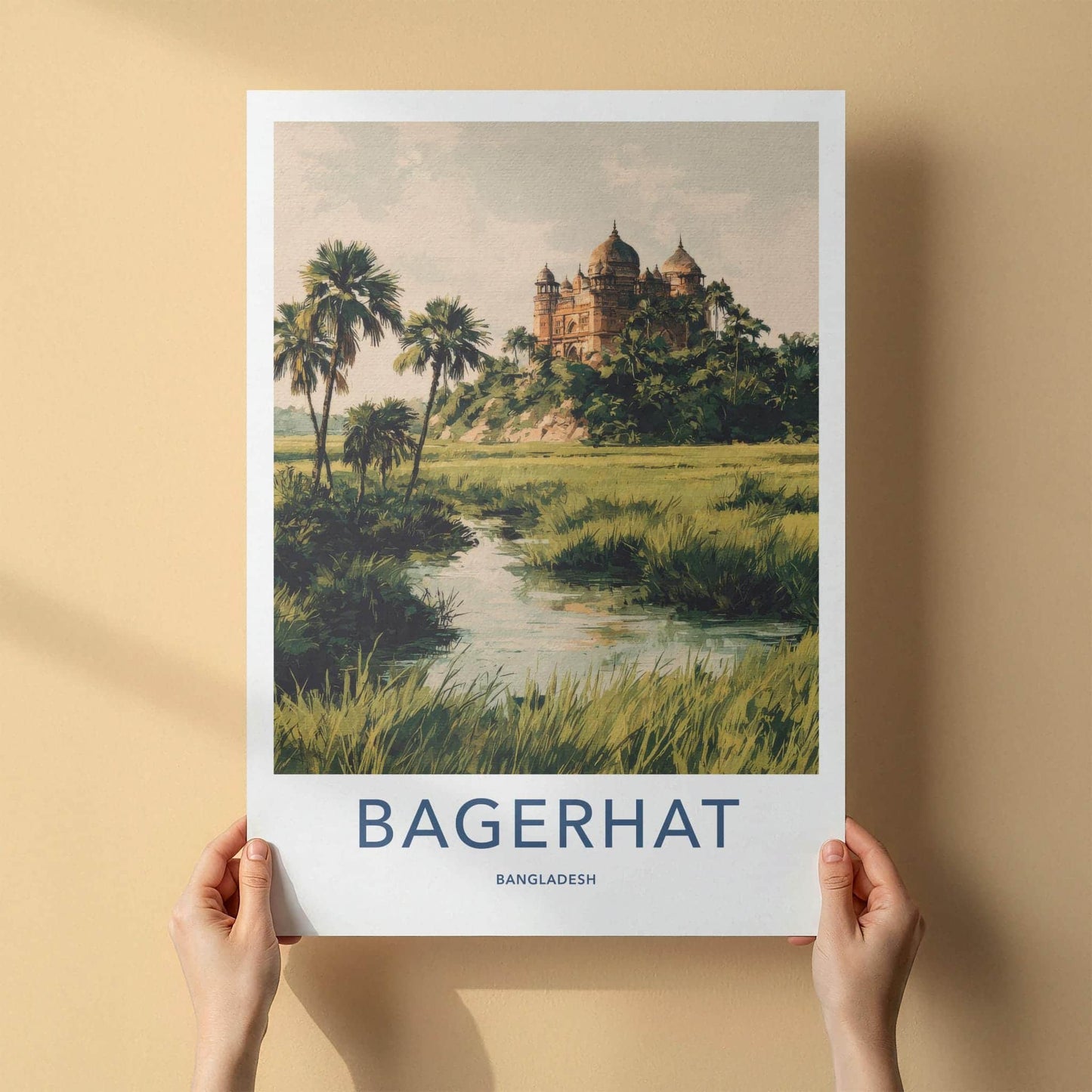 Bagerhat Poster - Bangladesh Travel Art - Historic Domes Riverside Home Decor