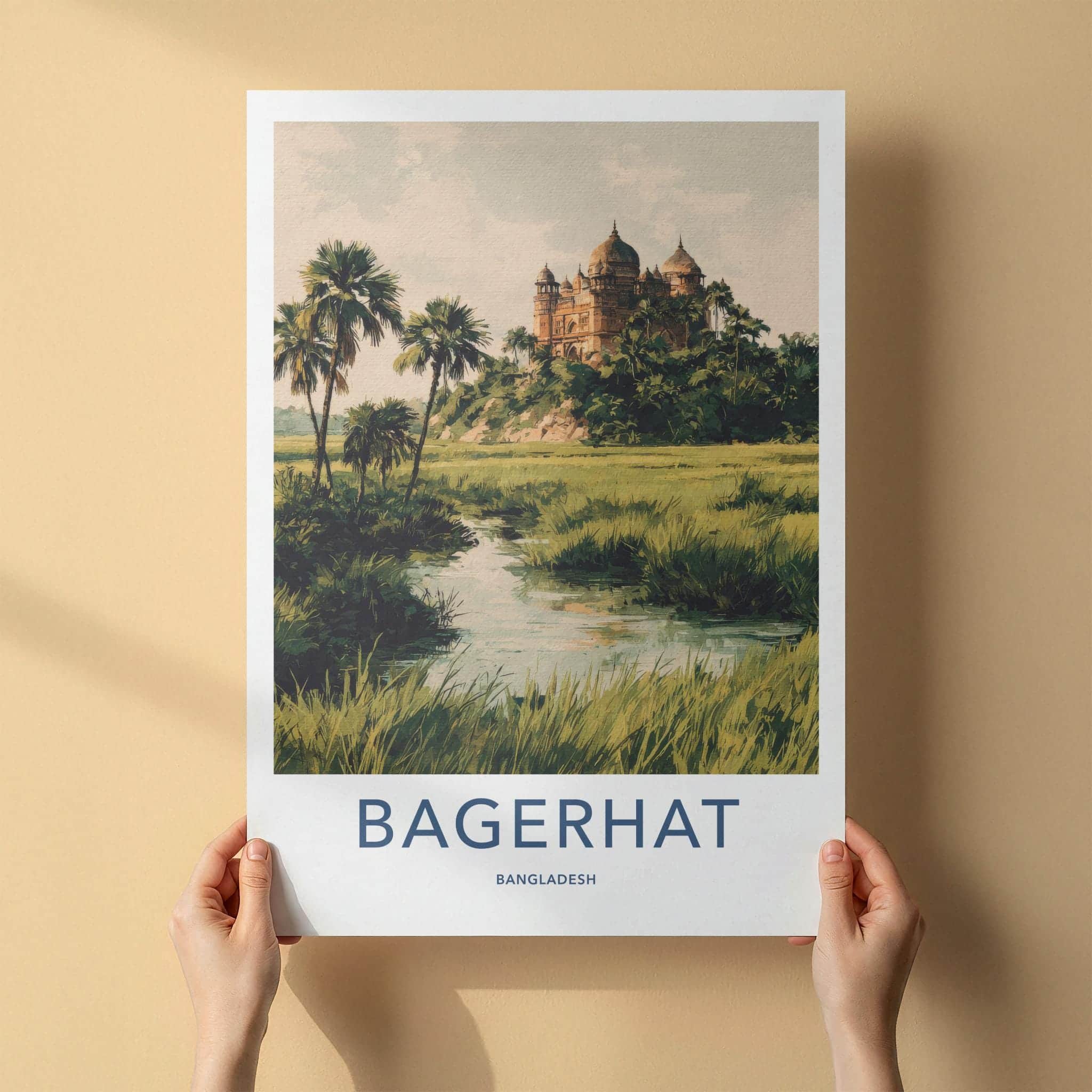 Bagerhat Poster - Bangladesh Travel Art - Historic Domes Riverside Home Decor