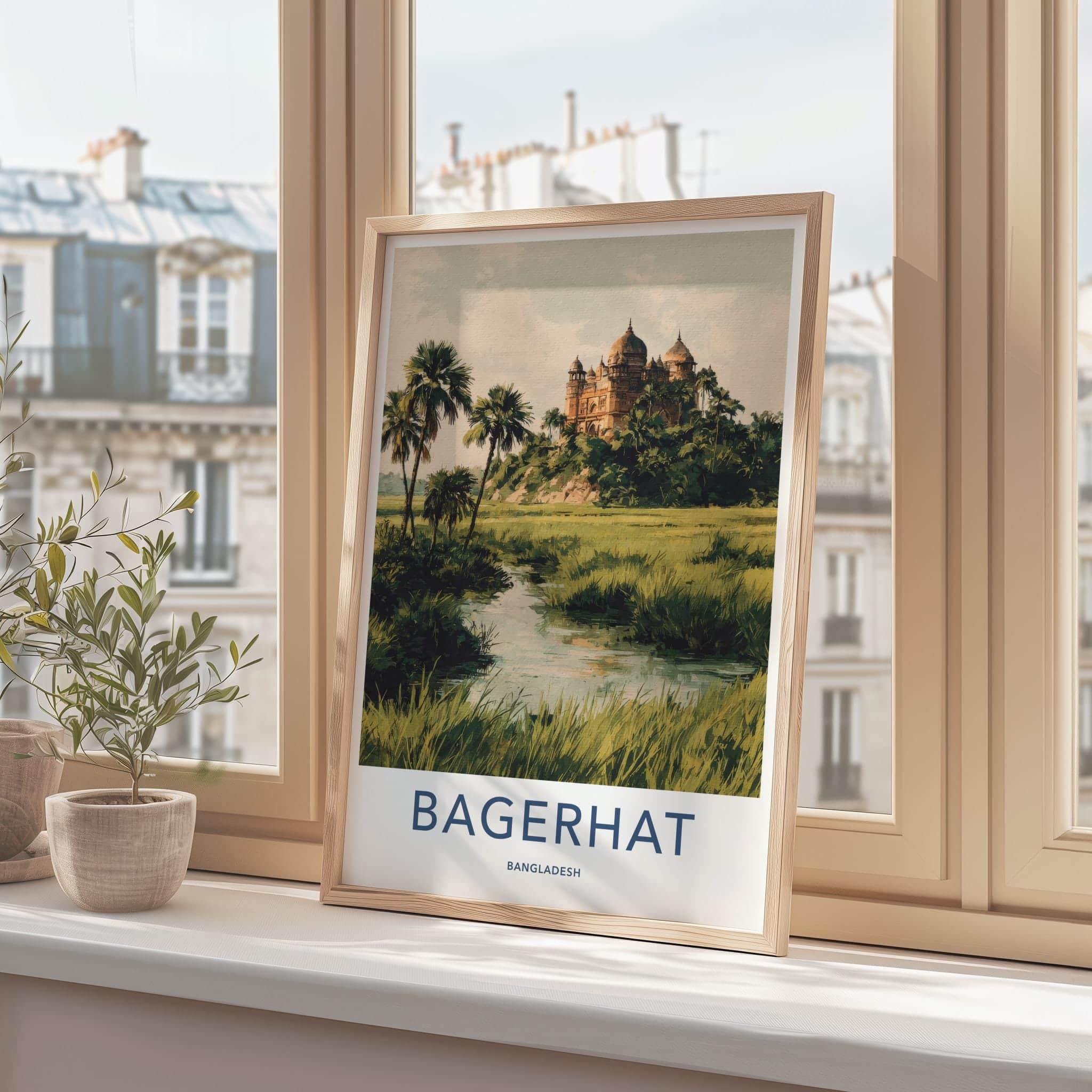 Bagerhat Poster - Bangladesh Travel Art - Historic Domes Riverside Home Decor