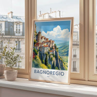 Bagnoregio Poster - Italy Travel Art - Cliffside Town View Home Decor