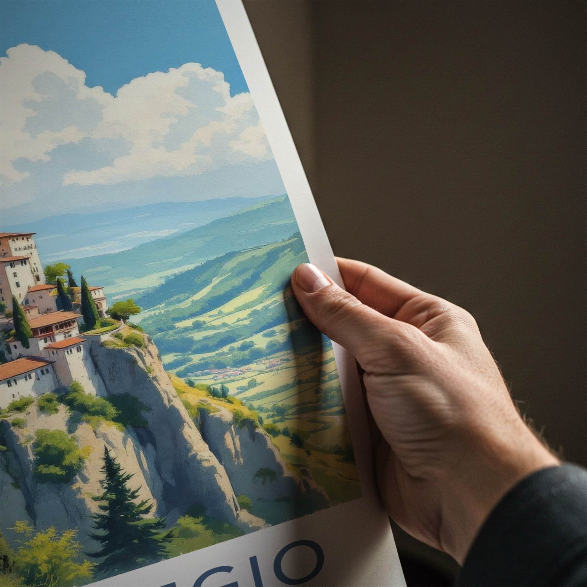 Bagnoregio Poster - Italy Travel Art - Cliffside Town View Home Decor
