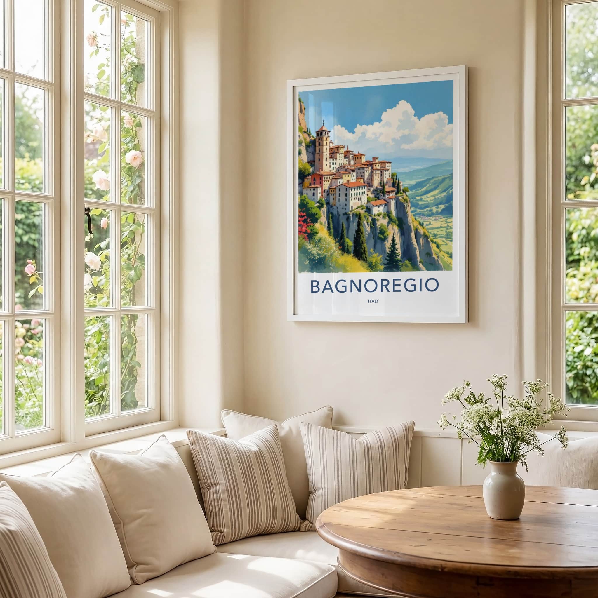 Bagnoregio Poster - Italy Travel Art - Cliffside Town View Home Decor