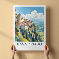 Bagnoregio Poster - Italy Travel Art - Cliffside Town View Home Decor