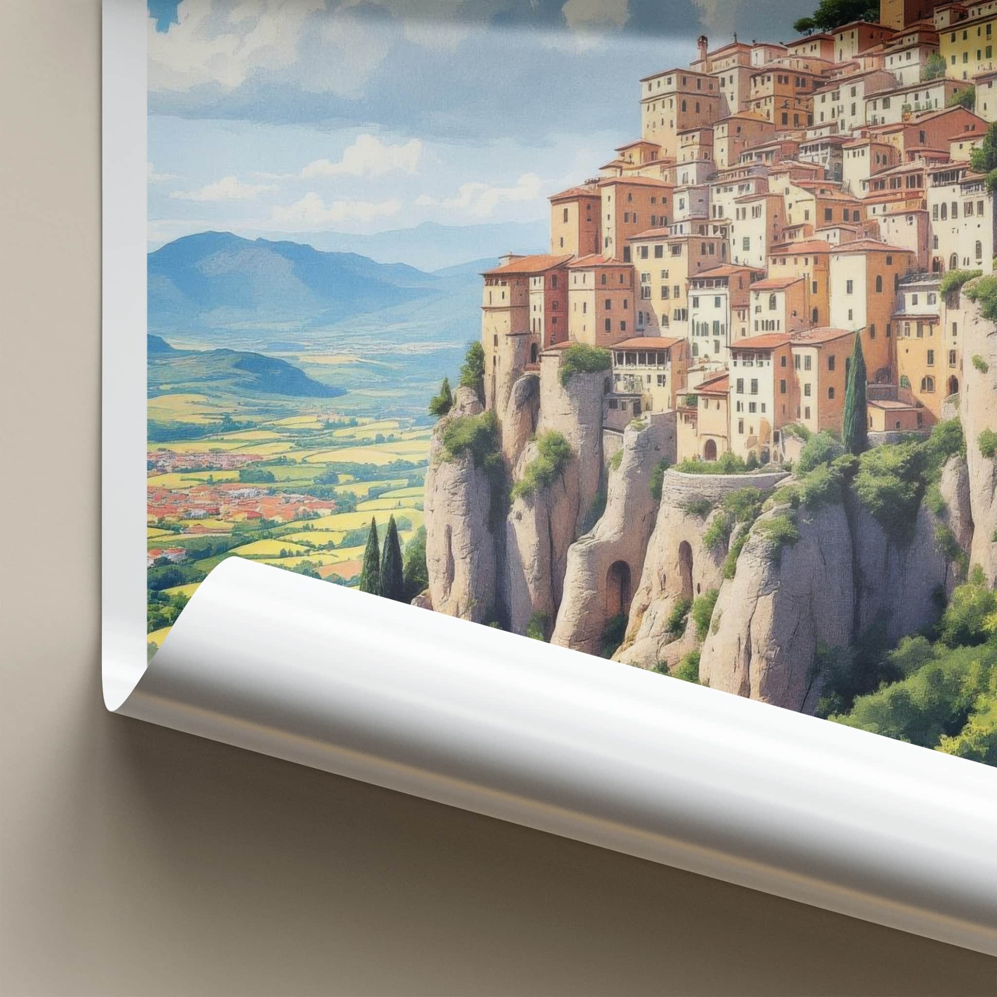Bagnoregio Poster - Italy Travel Art - Historic Cliff Village Home Decor