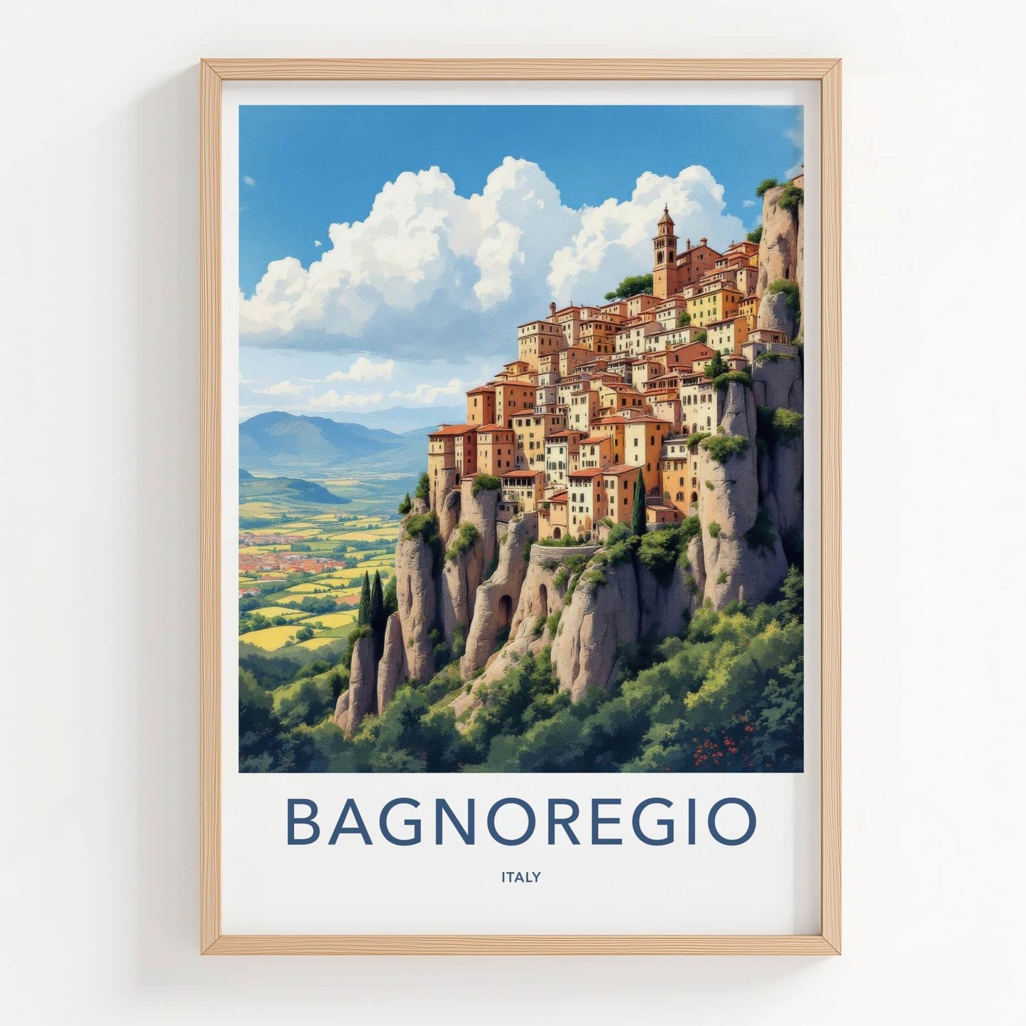 Bagnoregio Poster - Italy Travel Art - Historic Cliff Village Home Decor