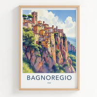 Bagnoregio Poster - Italy Travel Art - Village Perched Cliff Home Decor
