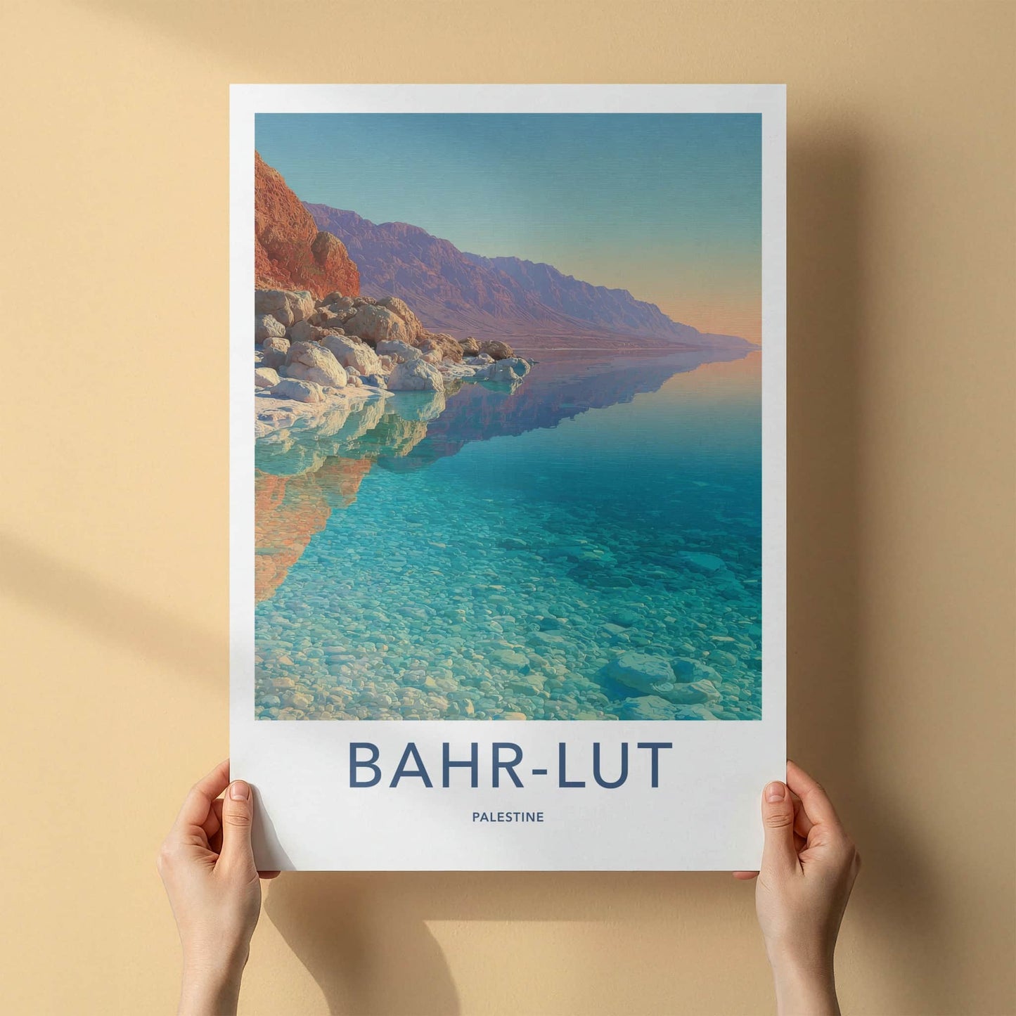 Bahr-Lut Poster - Palestine Wall Art - Clear Shoreline Reflection Home Decor