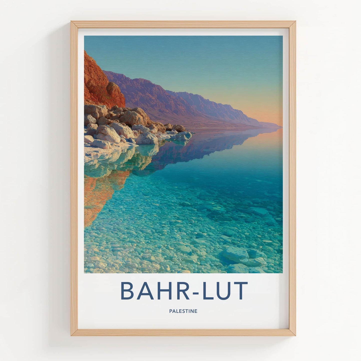 Bahr-Lut Poster - Palestine Wall Art - Clear Shoreline Reflection Home Decor