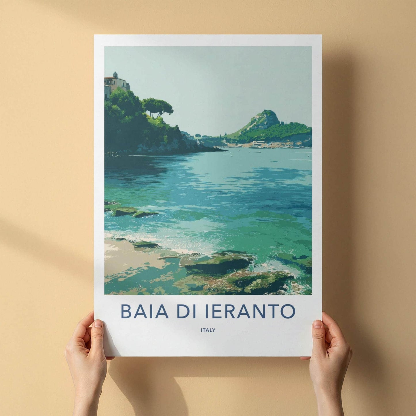 Baia Di Ieranto Poster - Italy Travel Art - Tranquil Bay Scene Wall Decor