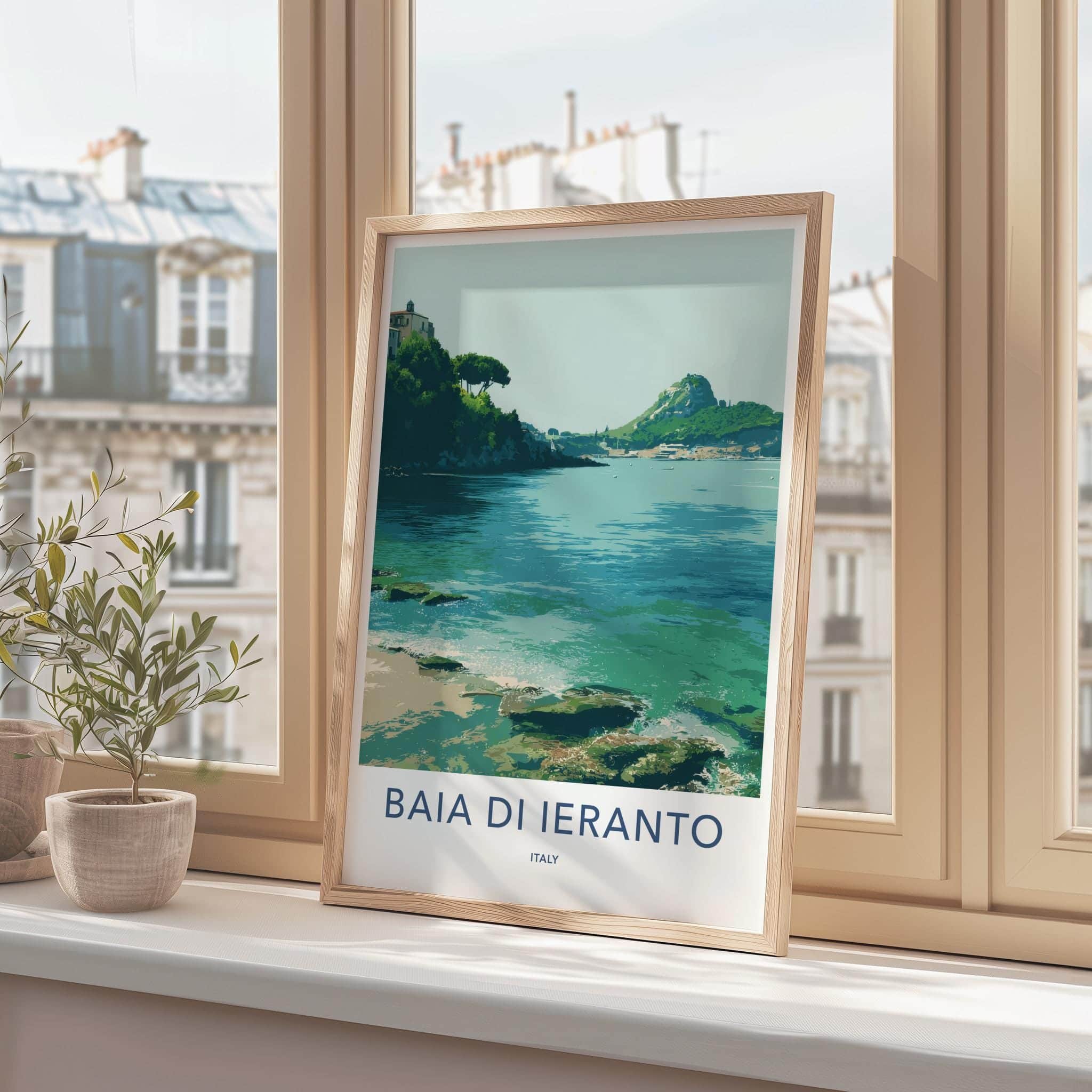 Baia Di Ieranto Poster - Italy Travel Art - Tranquil Bay Scene Wall Decor