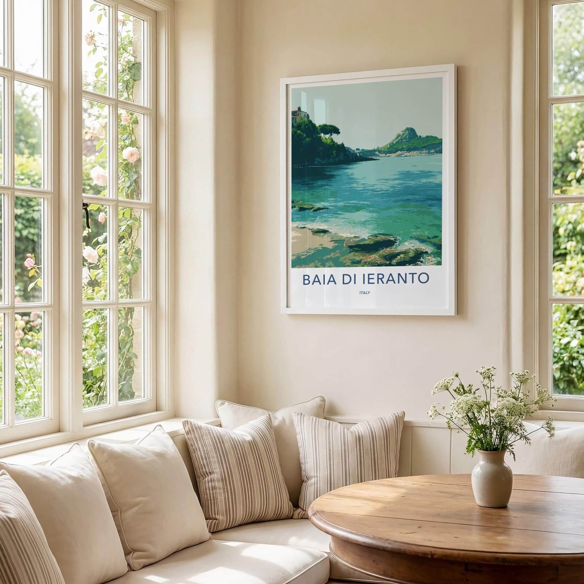 Baia Di Ieranto Poster - Italy Travel Art - Tranquil Bay Scene Wall Decor