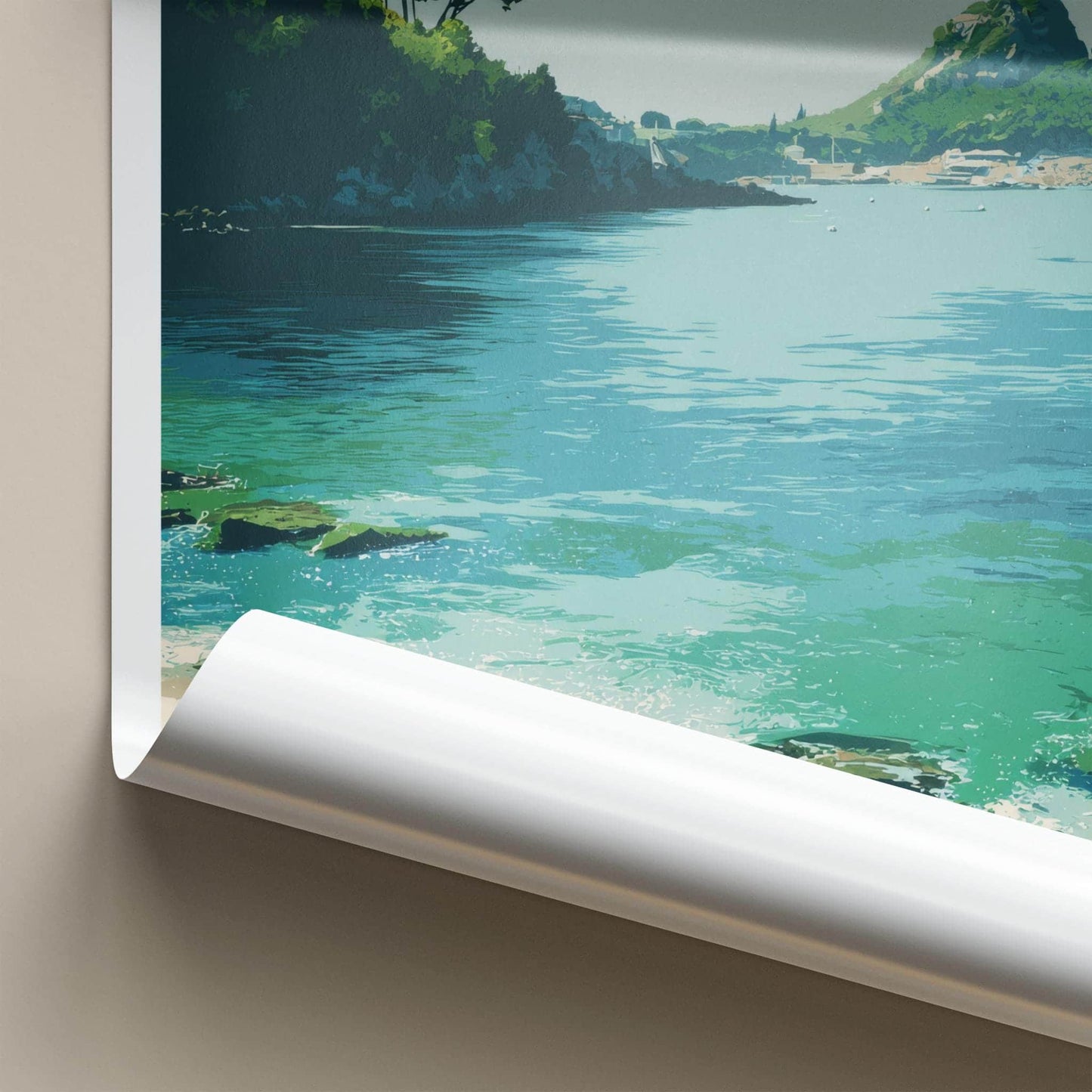 Baia Di Ieranto Poster - Italy Travel Art - Tranquil Bay Scene Wall Decor
