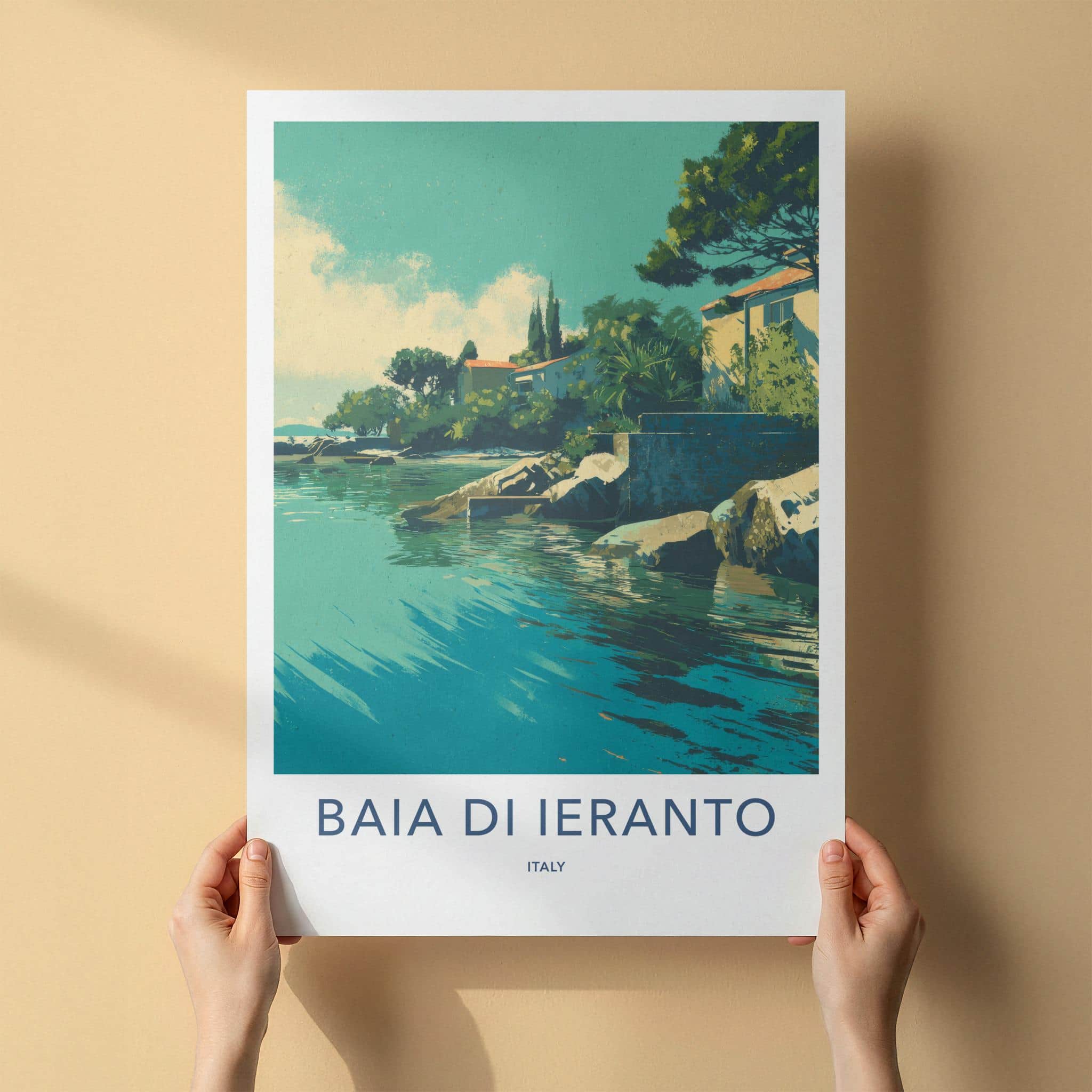 Baia di Ieranto Poster - Italy Travel Art - Turquoise Coastal Home Decor