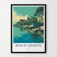 Baia di Ieranto Poster - Italy Travel Art - Turquoise Coastal Home Decor