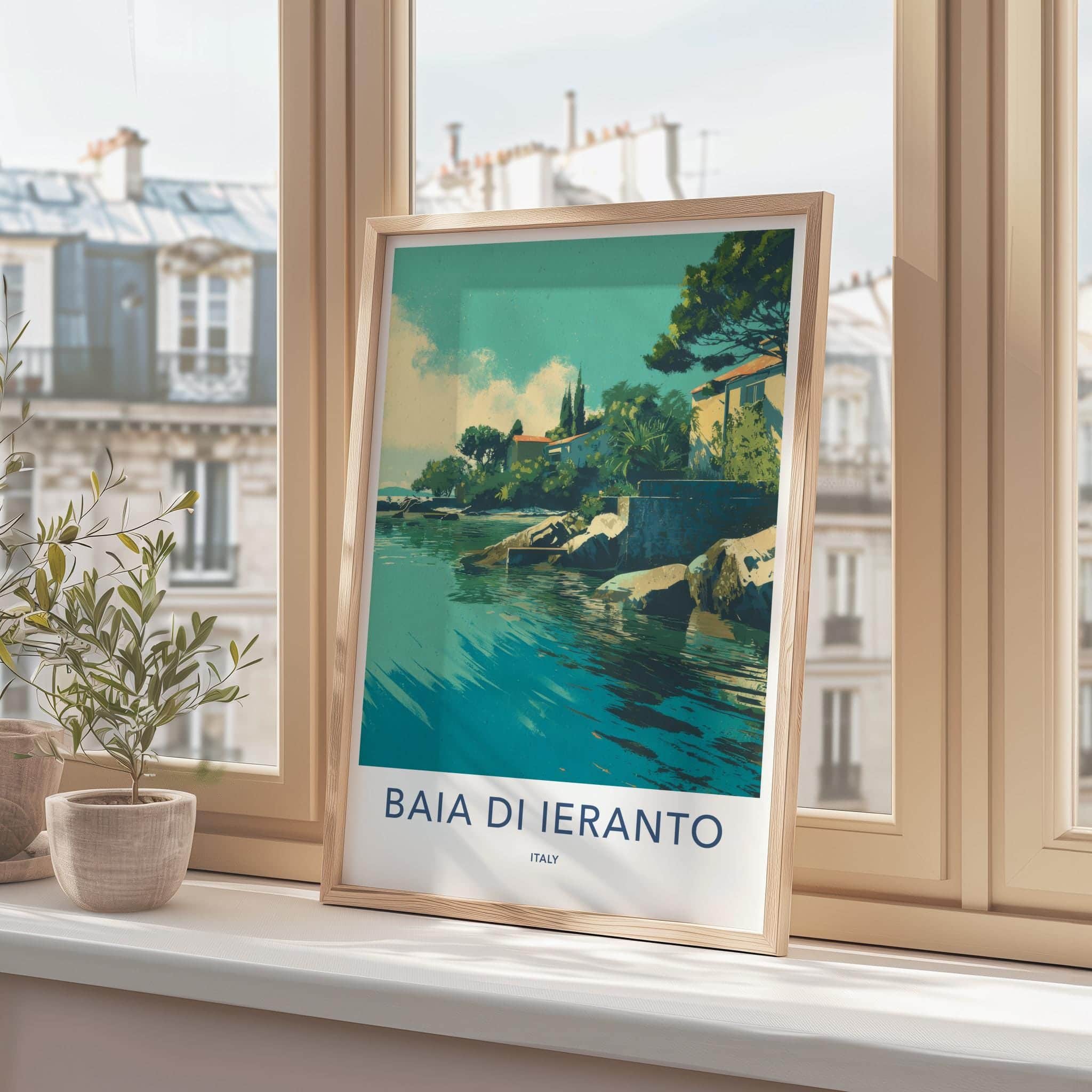 Baia di Ieranto Poster - Italy Travel Art - Turquoise Coastal Home Decor