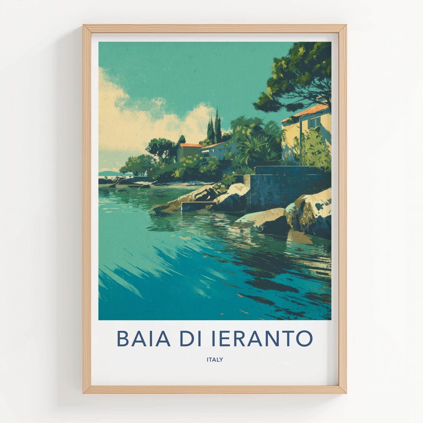 Baia di Ieranto Poster - Italy Travel Art - Turquoise Coastal Home Decor