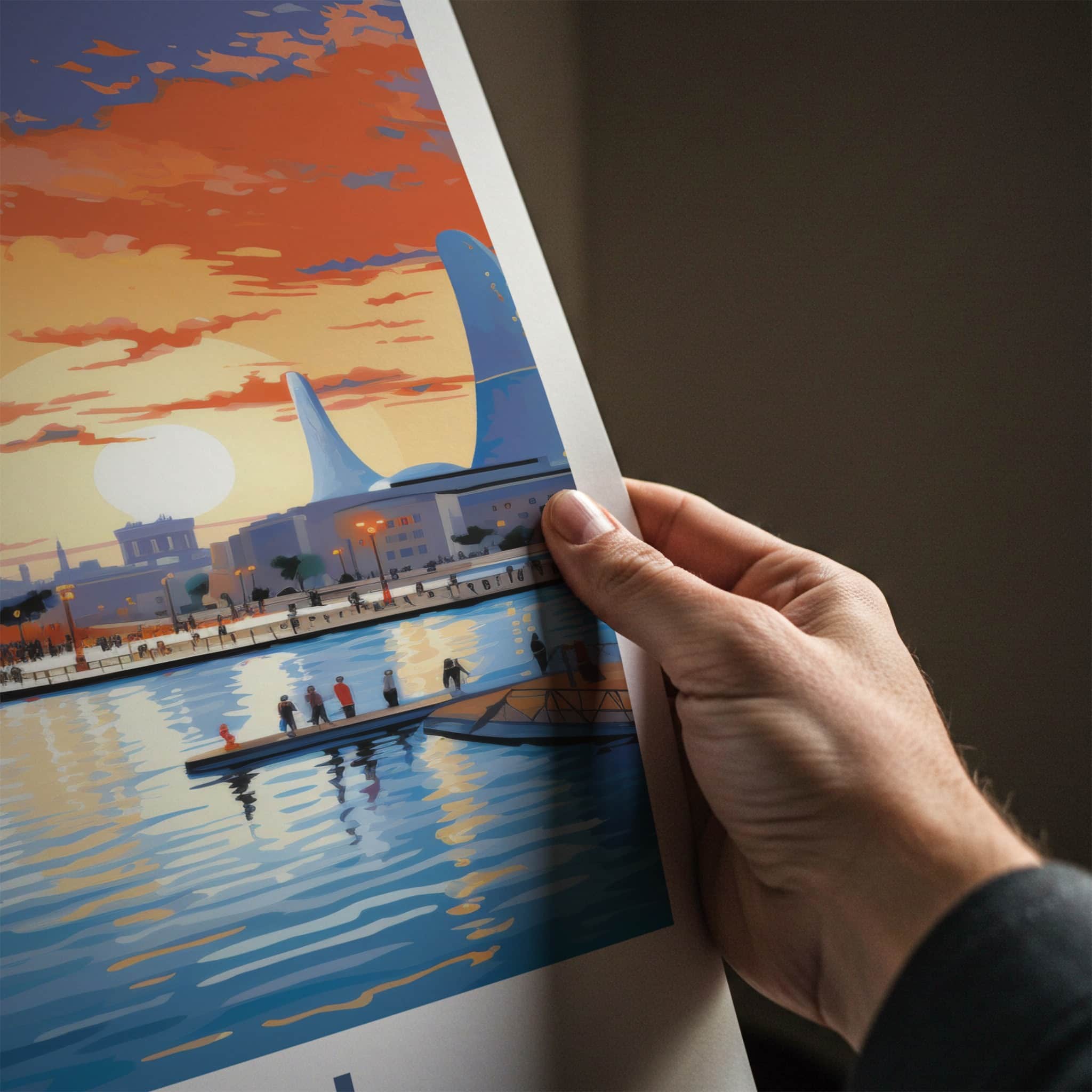 Baku Poster - Azerbaijan Travel Art - Vibrant City Sunset Home Decor