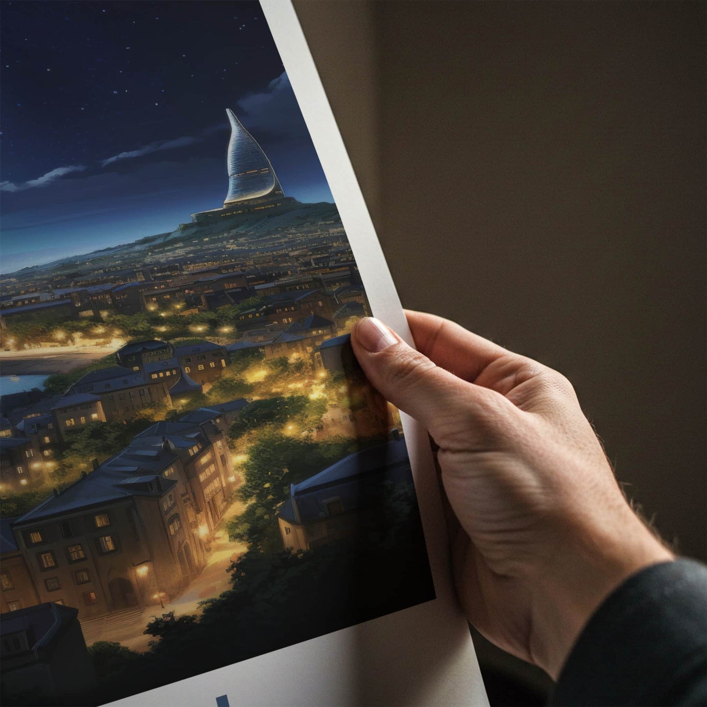 Baku Poster - Azerbaijan Wall Art - Starry City Skyline Home Decor