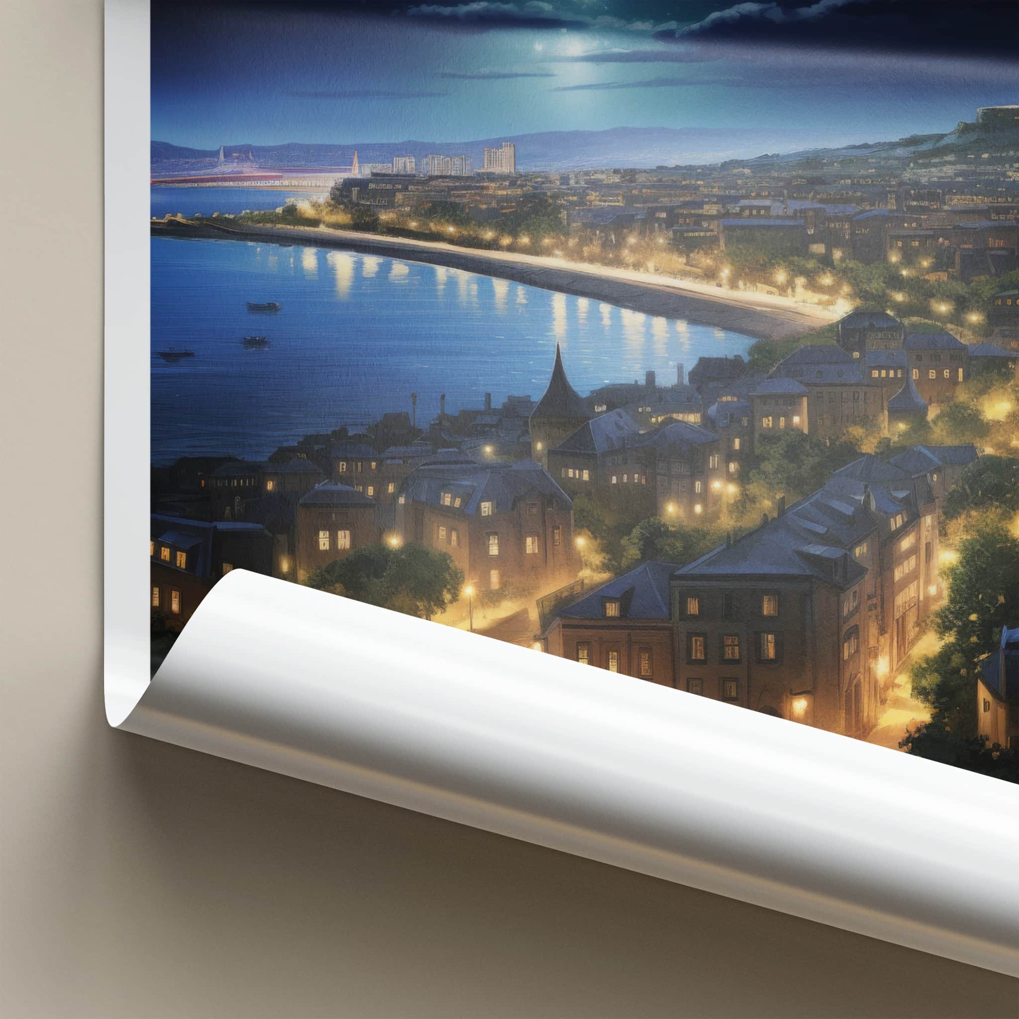 Baku Poster - Azerbaijan Wall Art - Starry City Skyline Home Decor