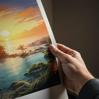 Bali Poster - Indonesia Travel Art - Island Temple Sunset Home Decor