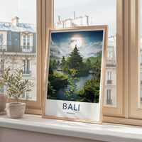 Bali Poster - Indonesia Travel Art - Lush Temple Landscape Home Decor