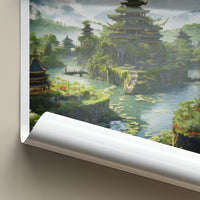Bali Poster - Indonesia Travel Art - Lush Temple Landscape Home Decor