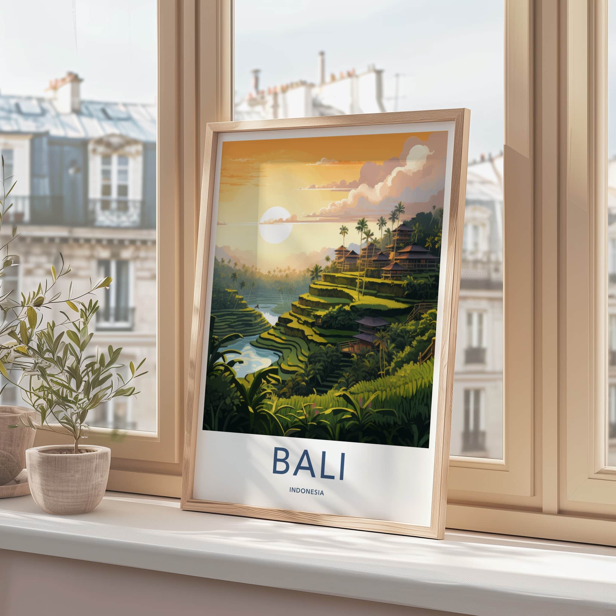 Bali Poster - Indonesia Travel Art - Terraced Rice Paddies Home Decor