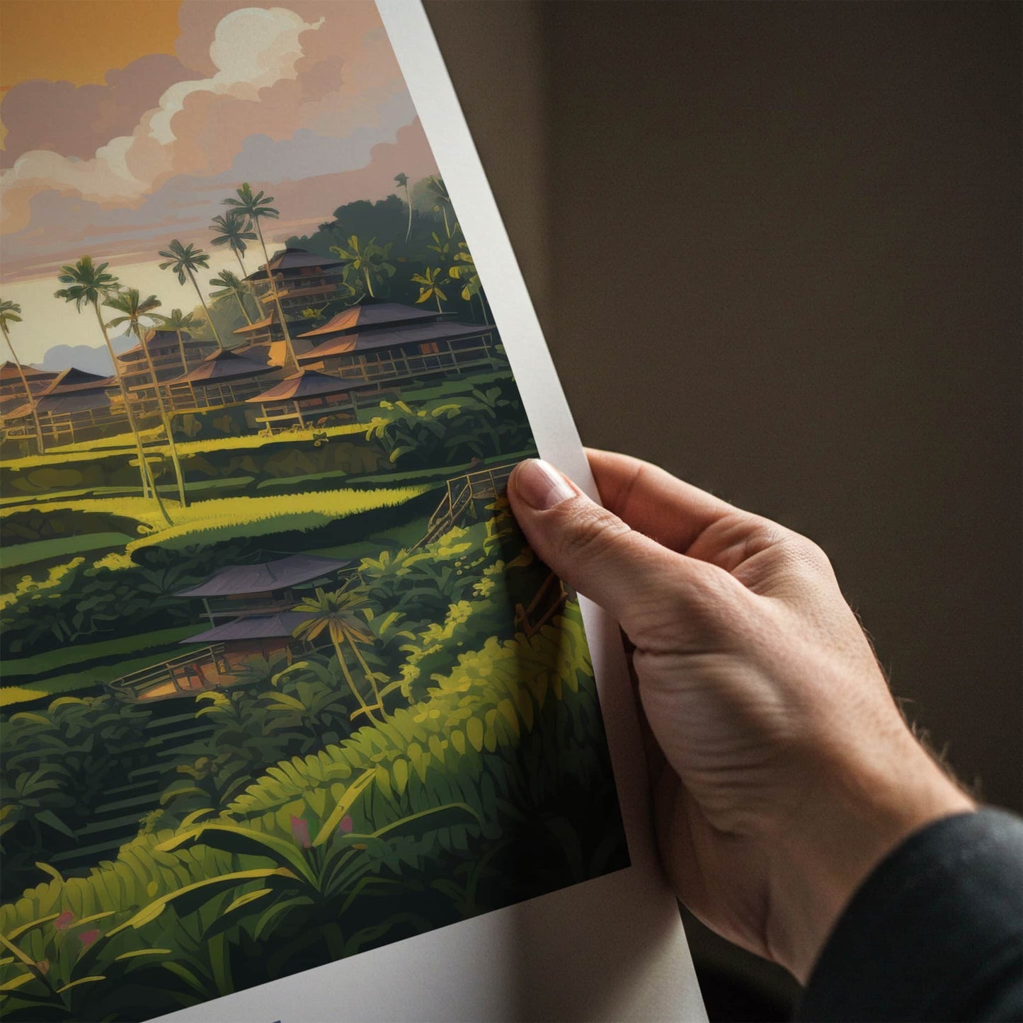 Bali Poster - Indonesia Travel Art - Terraced Rice Paddies Home Decor